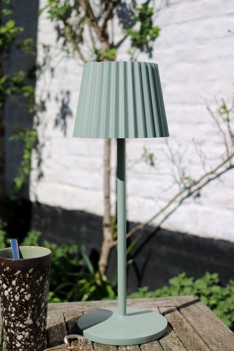 Lucide JUSTINE - Nabíjacia stolová lampa Vonkajšia - Batéria - LED Rozm. - 1x2W 2700K - IP54 - S bezdrôtovou nabíjacou podložkou - Zelená